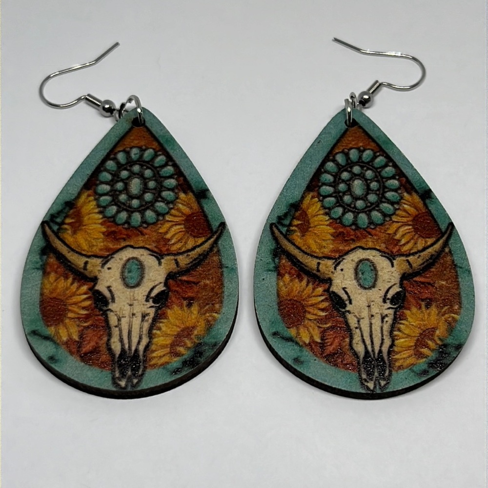 Earrings Western Cattle head boho